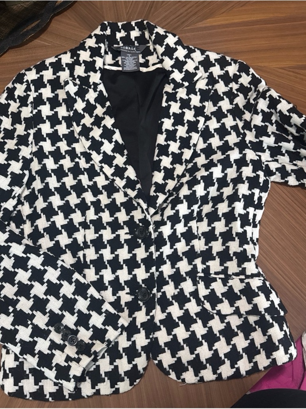George Black & White Houndstooth Tailored Blazer